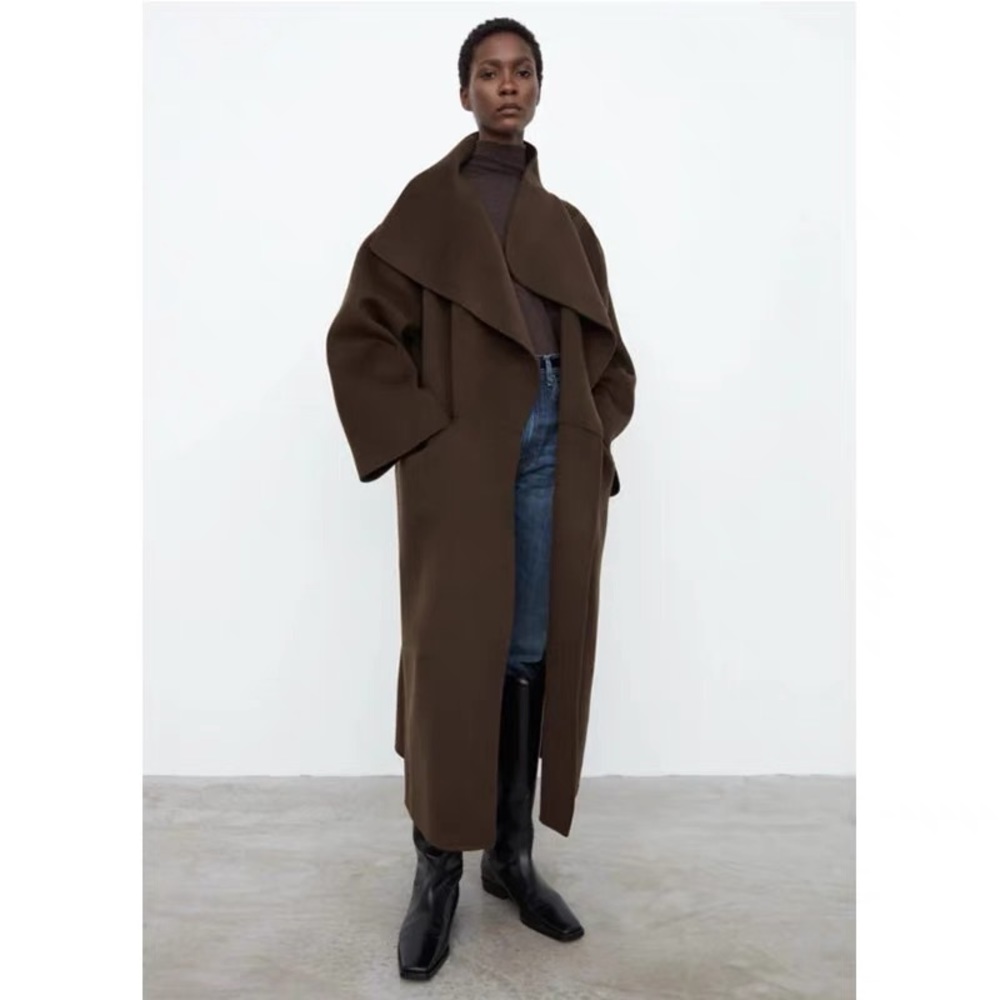 Toteme Signature Oversized Dropped Shoulder Open Front Wool Cashmere Coat $1150